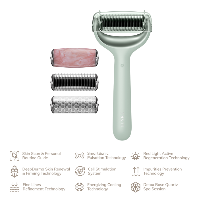 Ролер для голкової мезотерапії обличчя та тіла GESKE MicroNeedle Face&Body Roller 9в1 green