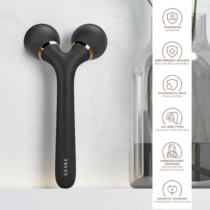 Електронний ультразвуковий ролик для обличчя та тіла GESKE Sonic Facial&Body Roller 4в1 gray
