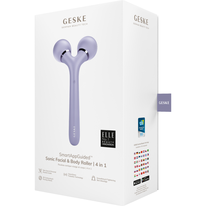 Електронний ультразвуковий ролик для обличчя та тіла GESKE Sonic Facial&Body Roller 4в1 violet