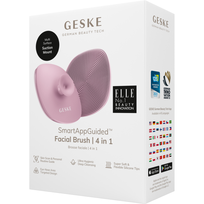 Щітка для обличчя GESKE Facial Brush 4в1 з тримачем pink