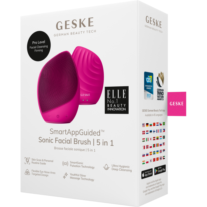Електронна ультразвукова щітка для обличчя GESKE Sonic Facial Brush 5в1 magenta