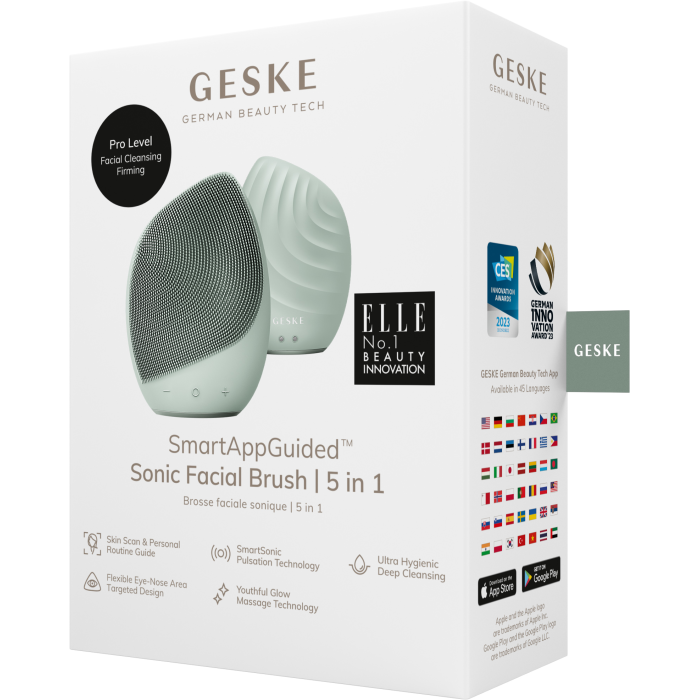 Електронна ультразвукова щітка для обличчя GESKE Sonic Facial Brush 5в1 green