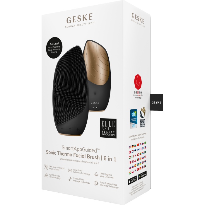 Електронна звукова термо щітка для обличчя GESKE Sonic Thermo Facial Brush 6в1 gray