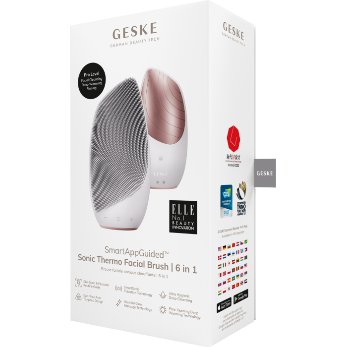 Електронна звукова термо щітка для обличчя GESKE Sonic Thermo Facial Brush 6в1 starlight