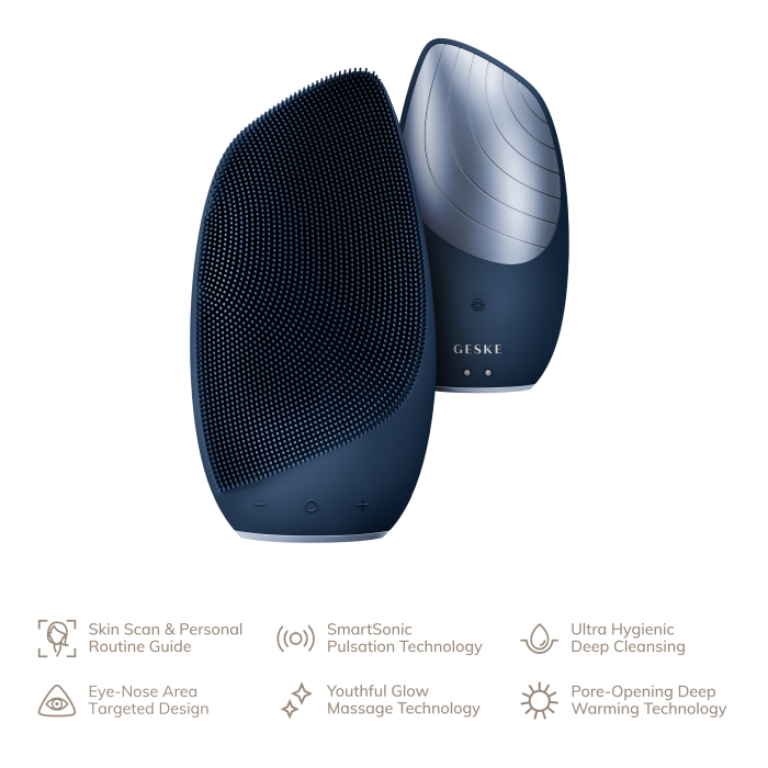 Електронна звукова термо щітка для обличчя GESKE Sonic Thermo Facial Brush 6в1 midnight