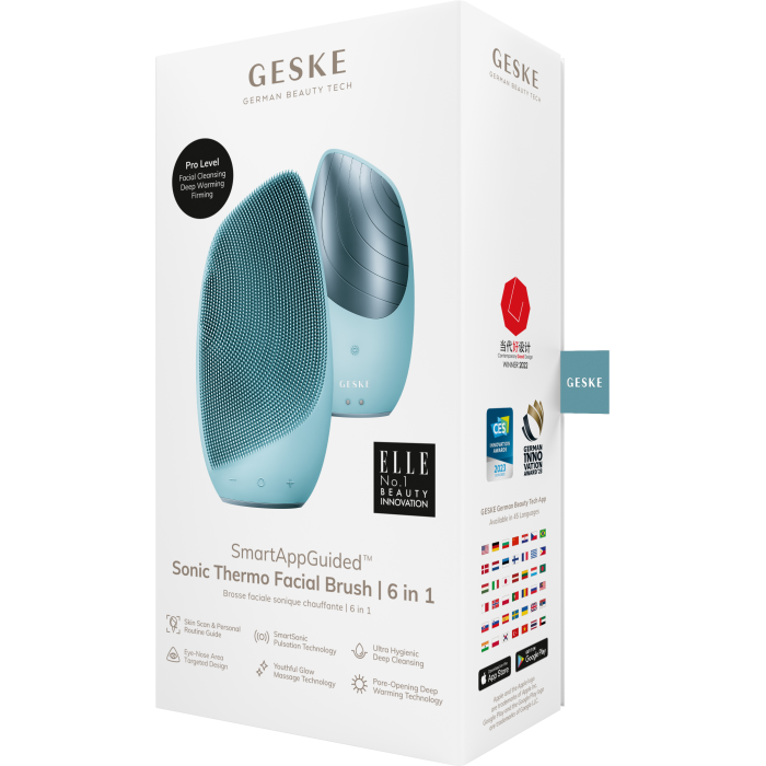 Електронна звукова термо щітка для обличчя GESKE Sonic Thermo Facial Brush 6в1 turquoise