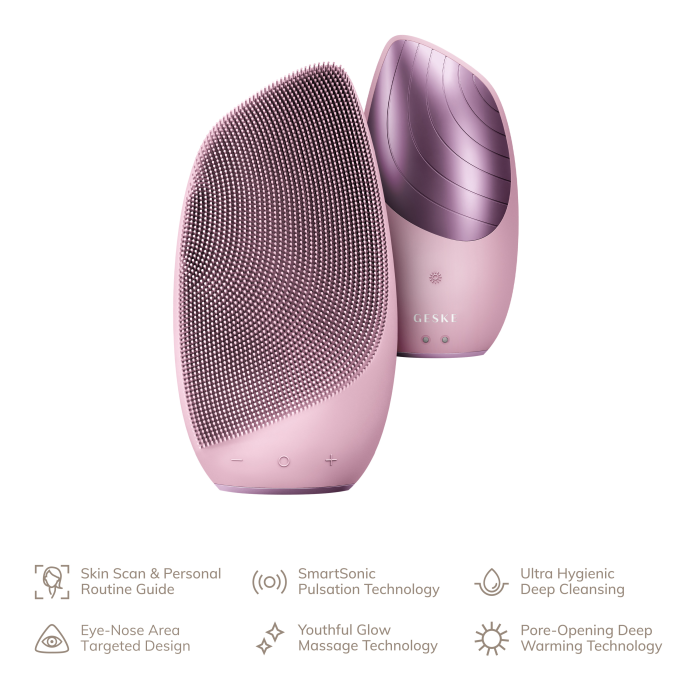 Електронна звукова термо щітка для обличчя GESKE Sonic Thermo Facial Brush 6в1 pink