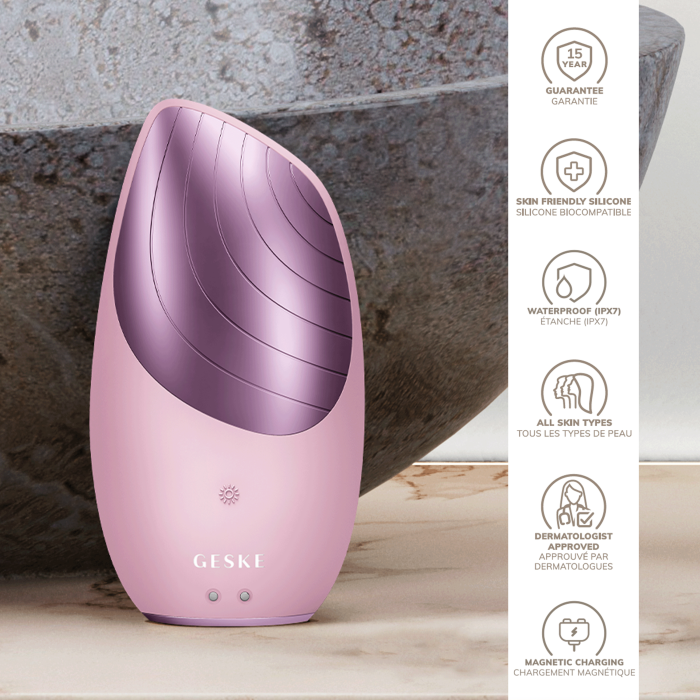 Електронна звукова термо щітка для обличчя GESKE Sonic Thermo Facial Brush 6в1 pink