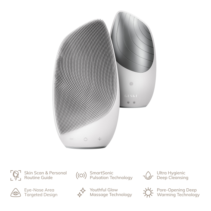 Електронна звукова термо щітка для обличчя GESKE Sonic Thermo Facial Brush 6в1 white