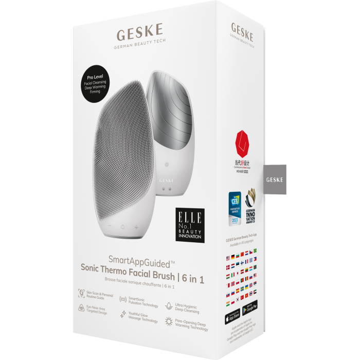 Електронна звукова термо щітка для обличчя GESKE Sonic Thermo Facial Brush 6в1 white