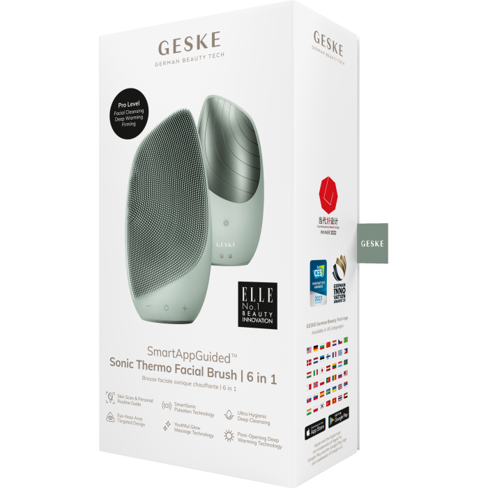 Електронна звукова термо щітка для обличчя GESKE Sonic Thermo Facial Brush 6в1 green