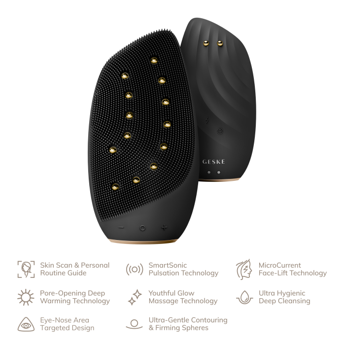 Очищувальна щітка для обличчя GESKE Sonic Thermo Facial Brush&Face-Lifter 8в1 gray