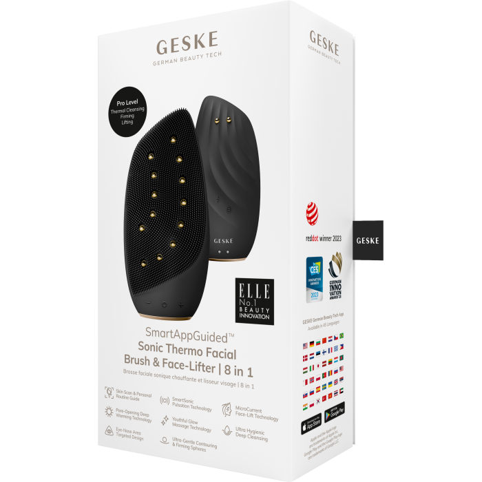 Очищувальна щітка для обличчя GESKE Sonic Thermo Facial Brush&Face-Lifter 8в1 gray