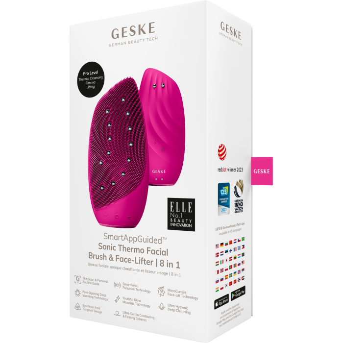 Очищувальна щітка для обличчя GESKE Sonic Thermo Facial Brush&Face-Lifter 8в1 magenta