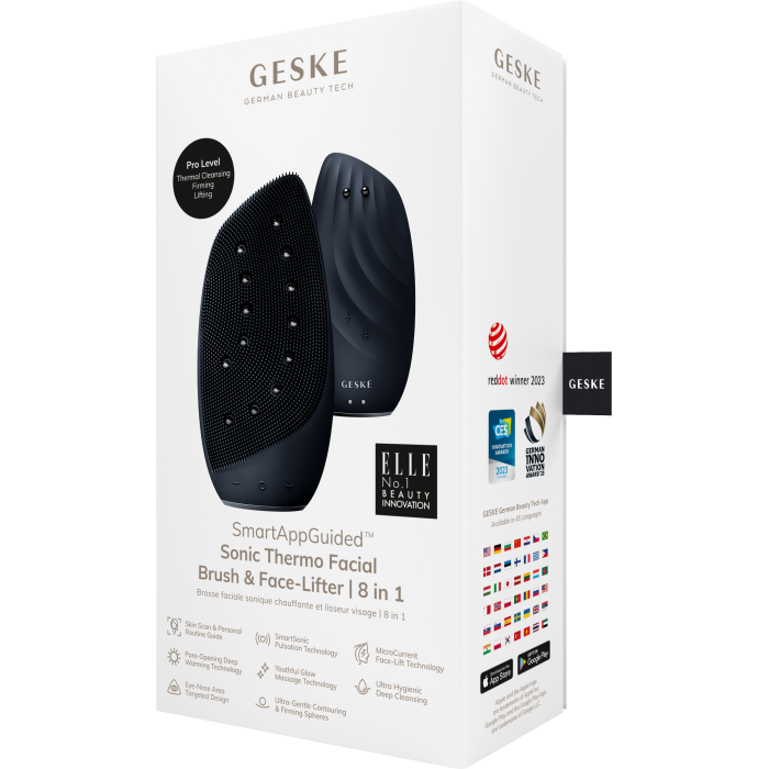 Очищувальна щітка для обличчя GESKE Sonic Thermo Facial Brush&Face-Lifter 8в1 black