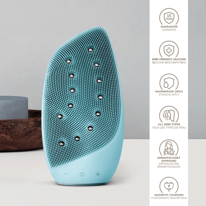 Очищувальна щітка для обличчя GESKE Sonic Thermo Facial Brush&Face-Lifter 8в1 turquoise