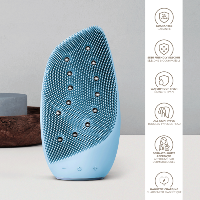 Очищувальна щітка для обличчя GESKE Sonic Thermo Facial Brush&Face-Lifter 8в1 aquamarine