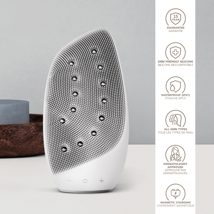 Очищувальна щітка для обличчя GESKE Sonic Thermo Facial Brush&Face-Lifter 8в1 white