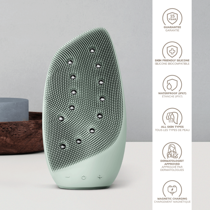 Очищувальна щітка для обличчя GESKE Sonic Thermo Facial Brush&Face-Lifter 8в1 green