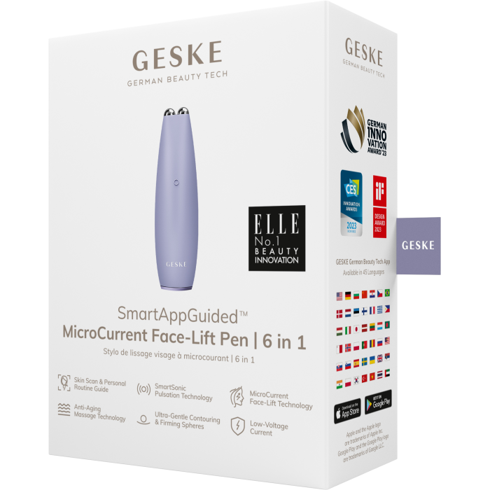 Мікрострумова ручка для підтяжки обличчя GESKE MicroCurrent Face-Lift Pen 6в1 purple