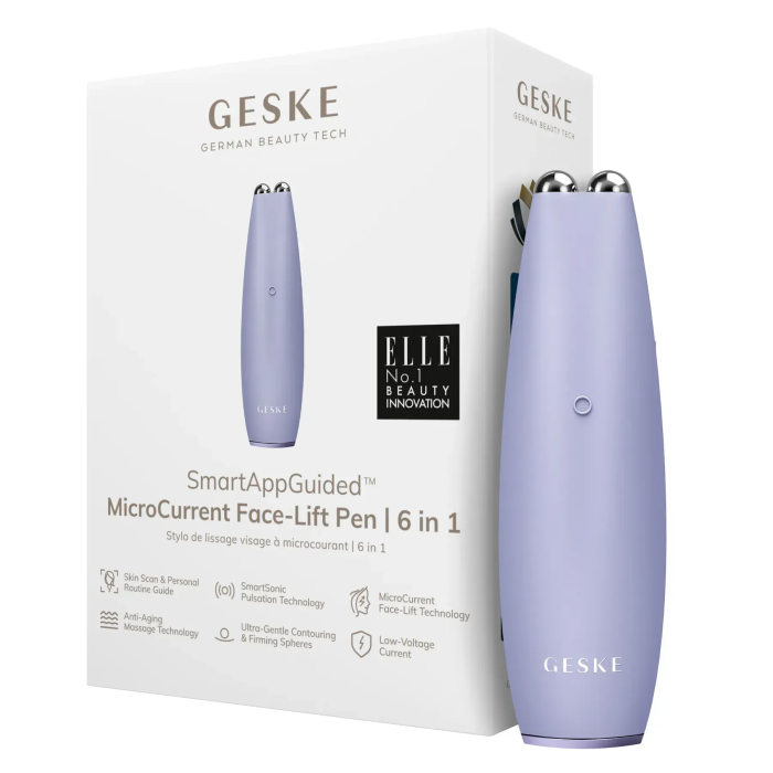 Мікрострумова ручка для підтяжки обличчя GESKE MicroCurrent Face-Lift Pen 6в1 purple