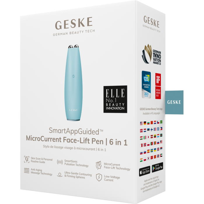Мікрострумова ручка для підтяжки обличчя GESKE MicroCurrent Face-Lift Pen 6в1 turquoise
