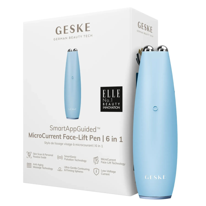 Мікрострумова ручка для підтяжки обличчя GESKE MicroCurrent Face-Lift Pen 6в1 aquamarine