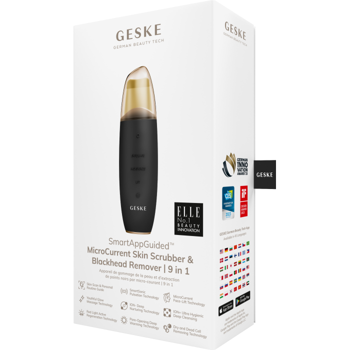 Мікрострумовий скрабер для шкіри та усунення чорних точок GESKE MicroCurrent Skin Scrubber&Blackhead Remover 9в1 gray
