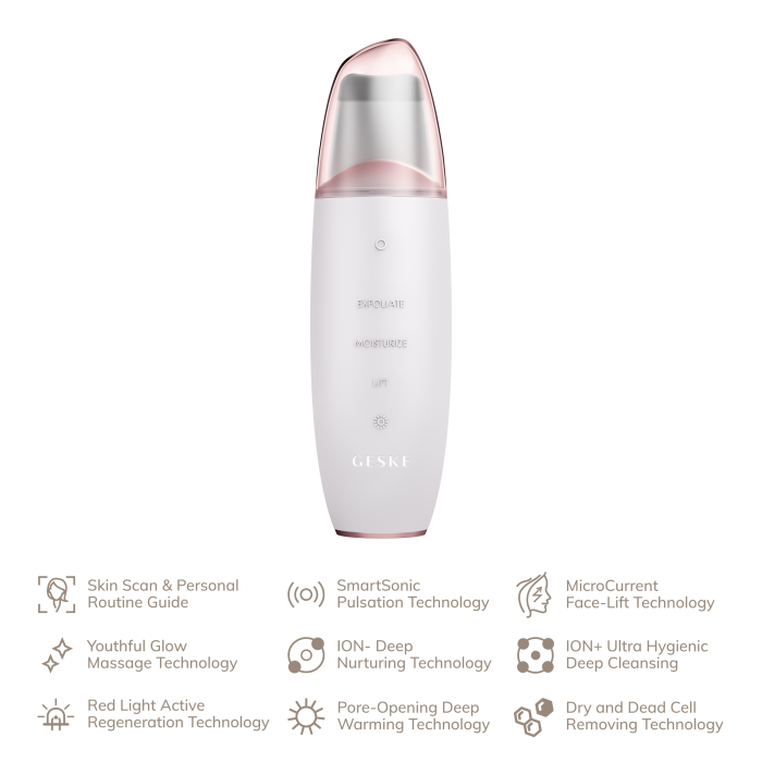 Мікрострумовий скрабер для шкіри та усунення чорних точок GESKE MicroCurrent Skin Scrubber&Blackhead Remover 9в1 starlight
