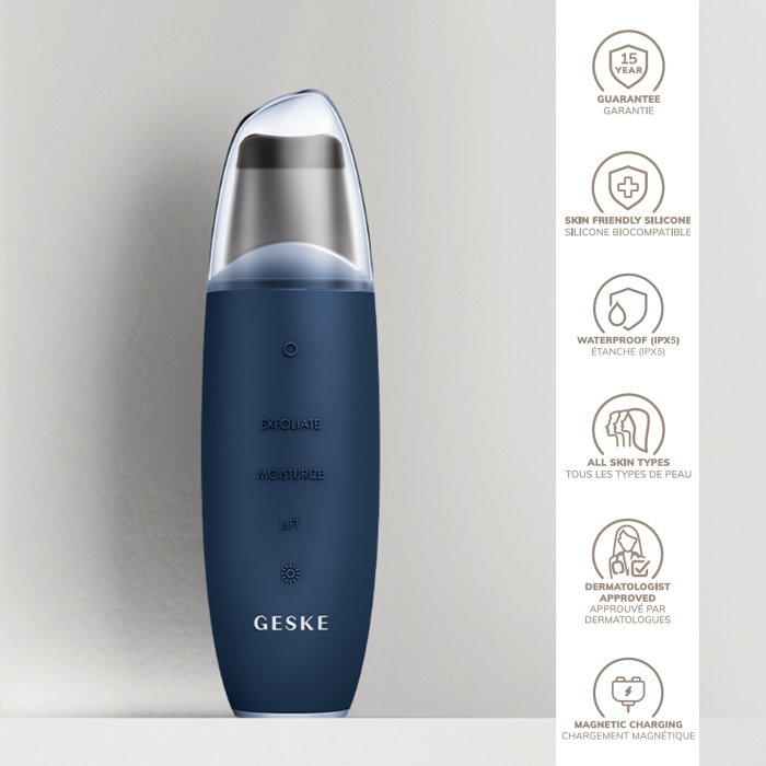 Мікрострумовий скрабер для шкіри та усунення чорних точок GESKE MicroCurrent Skin Scrubber&Blackhead Remover 9в1 midnight