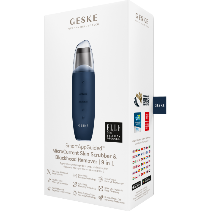 Мікрострумовий скрабер для шкіри та усунення чорних точок GESKE MicroCurrent Skin Scrubber&Blackhead Remover 9в1 midnight