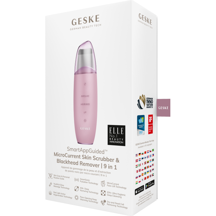 Мікрострумовий скрабер для шкіри та усунення чорних точок GESKE MicroCurrent Skin Scrubber&Blackhead Remover 9в1 pink