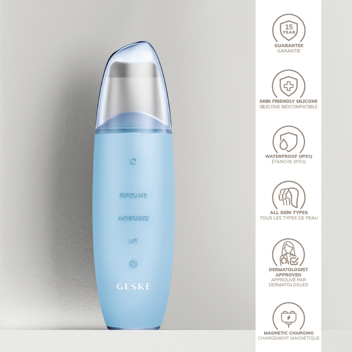 Мікрострумовий скрабер для шкіри та усунення чорних точок GESKE MicroCurrent Skin Scrubber&Blackhead Remover 9в1 aquamarine
