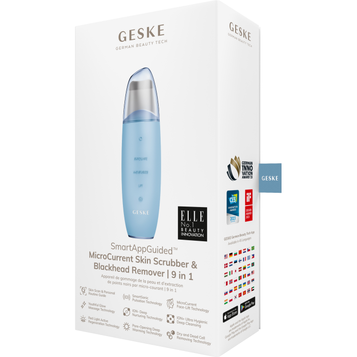 Мікрострумовий скрабер для шкіри та усунення чорних точок GESKE MicroCurrent Skin Scrubber&Blackhead Remover 9в1 aquamarine