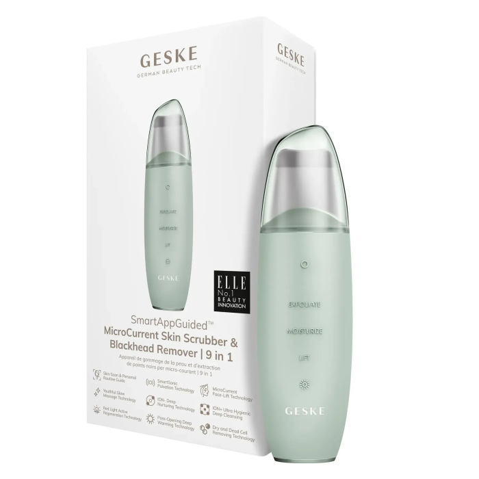 Мікрострумовий скрабер для шкіри та усунення чорних точок GESKE MicroCurrent Skin Scrubber&Blackhead Remover 9в1 green
