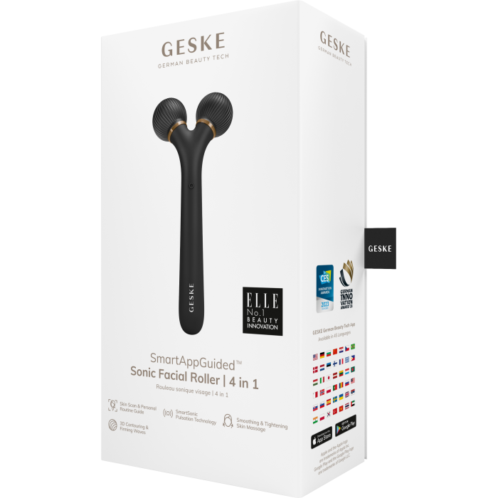 Електронний ультразвуковий ролик для обличчя GESKE Sonic Facial Roller 4в1 gray
