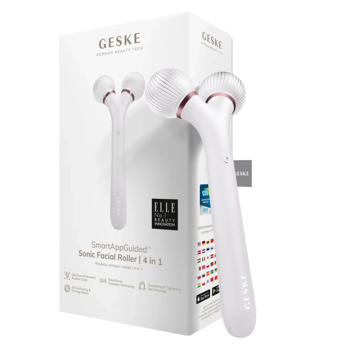 Електронний ультразвуковий ролик для обличчя GESKE Sonic Facial Roller 4в1 starlight