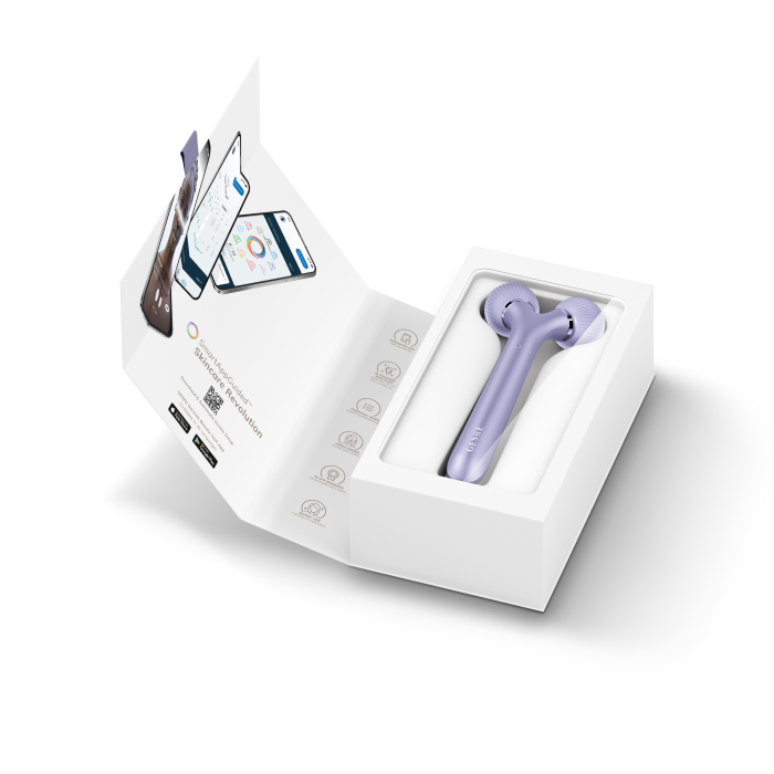 Електронний ультразвуковий ролик для обличчя GESKE Sonic Facial Roller 4в1 purple