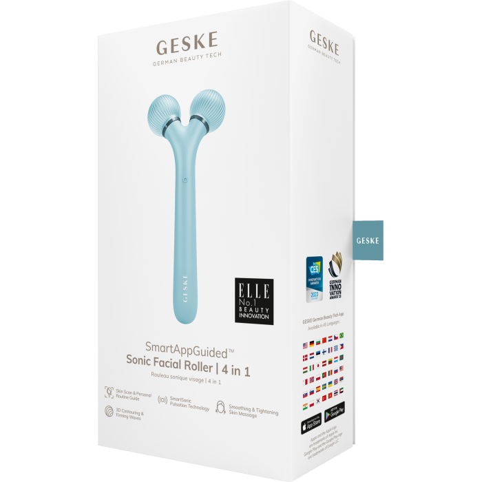 Електронний ультразвуковий ролик для обличчя GESKE Sonic Facial Roller 4в1 turquoise