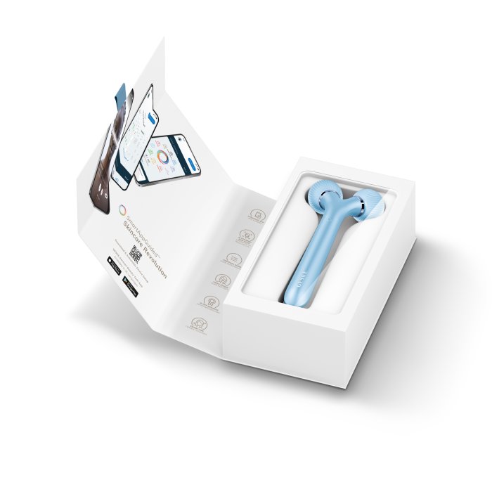 Електронний ультразвуковий ролик для обличчя GESKE Sonic Facial Roller 4в1 aquamarine