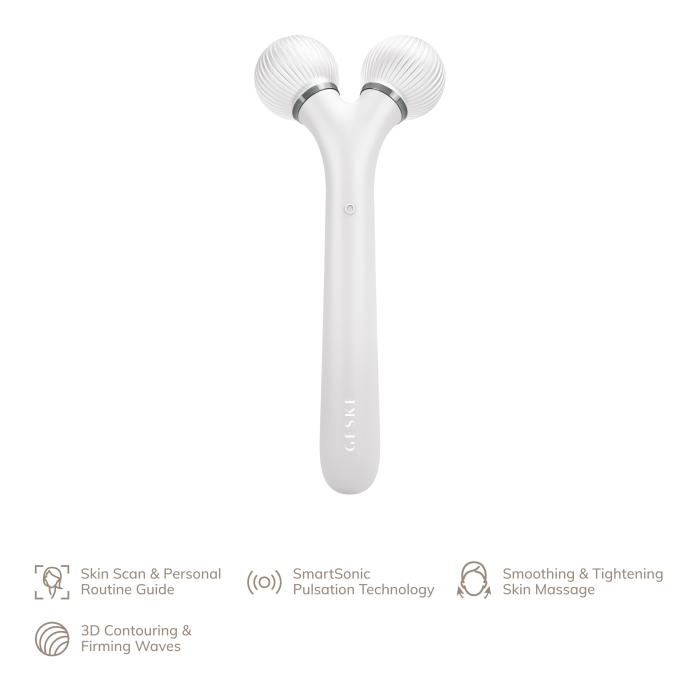 Електронний ультразвуковий ролик для обличчя GESKE Sonic Facial Roller 4в1 white