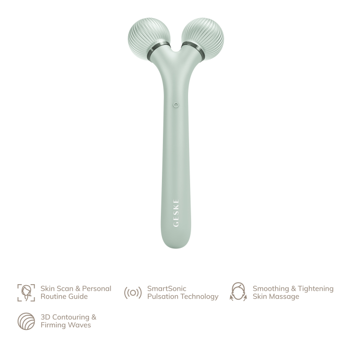 Електронний ультразвуковий ролик для обличчя GESKE Sonic Facial Roller 4в1 green
