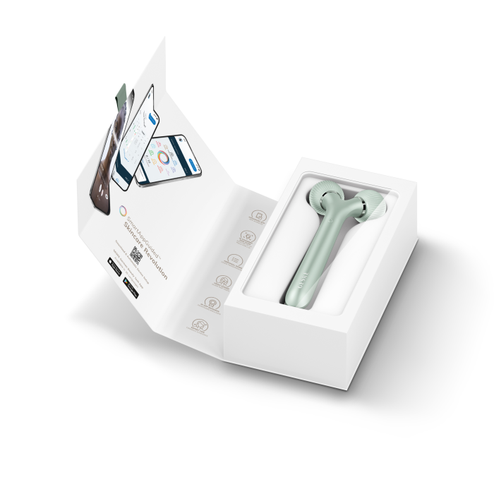 Електронний ультразвуковий ролик для обличчя GESKE Sonic Facial Roller 4в1 green