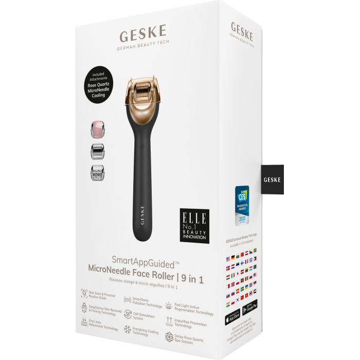 Електронний ролер для обличчя з мікроголками GESKE MicroNeedle Face Roller 9в1 gray