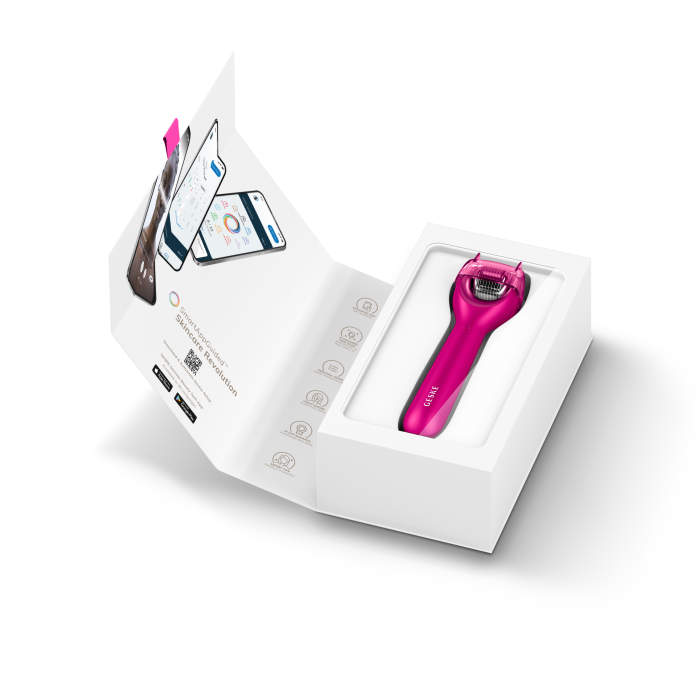 Електронний ролер для обличчя з мікроголками GESKE MicroNeedle Face Roller 9в1 magenta