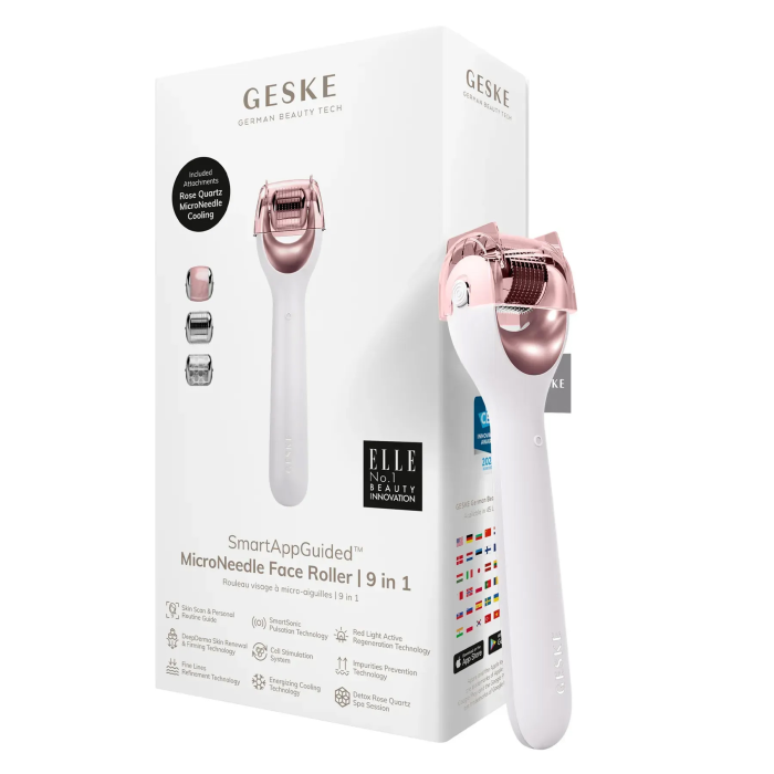 Електронний ролер для обличчя з мікроголками GESKE MicroNeedle Face Roller 9в1 starlight