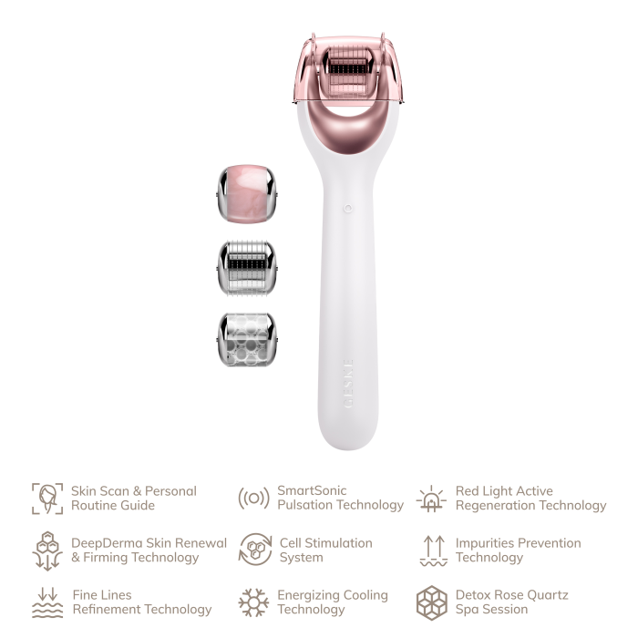 Електронний ролер для обличчя з мікроголками GESKE MicroNeedle Face Roller 9в1 starlight
