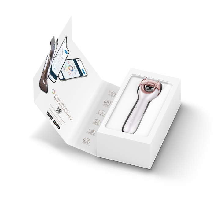 Електронний ролер для обличчя з мікроголками GESKE MicroNeedle Face Roller 9в1 starlight