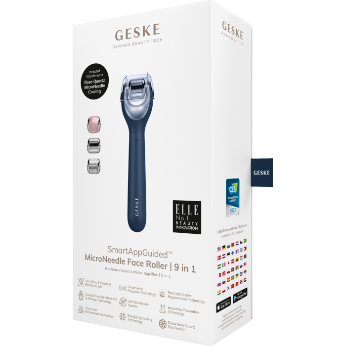 Електронний ролер для обличчя з мікроголками GESKE MicroNeedle Face Roller 9в1 midnight