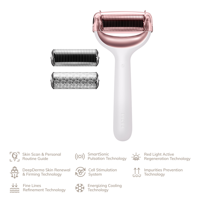 Електронний ролер для обличчя та тіла з мікроголками GESKE MicroNeedle Face&Body Roller 8в1 starlight